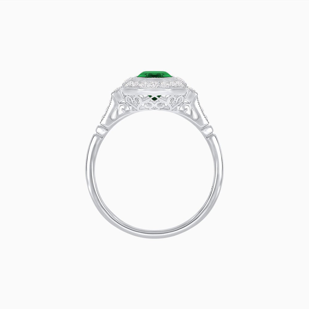 Art Deco Inspired Octagon - shaped with Gemstone Ring - Shahin Jewelry