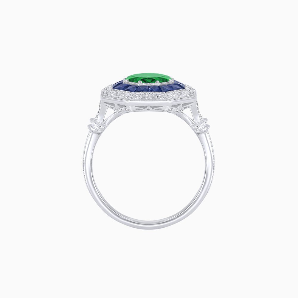 Art Deco Inspired Octagonal French-Cut Gemstone Ring - Shahin Jewelry
