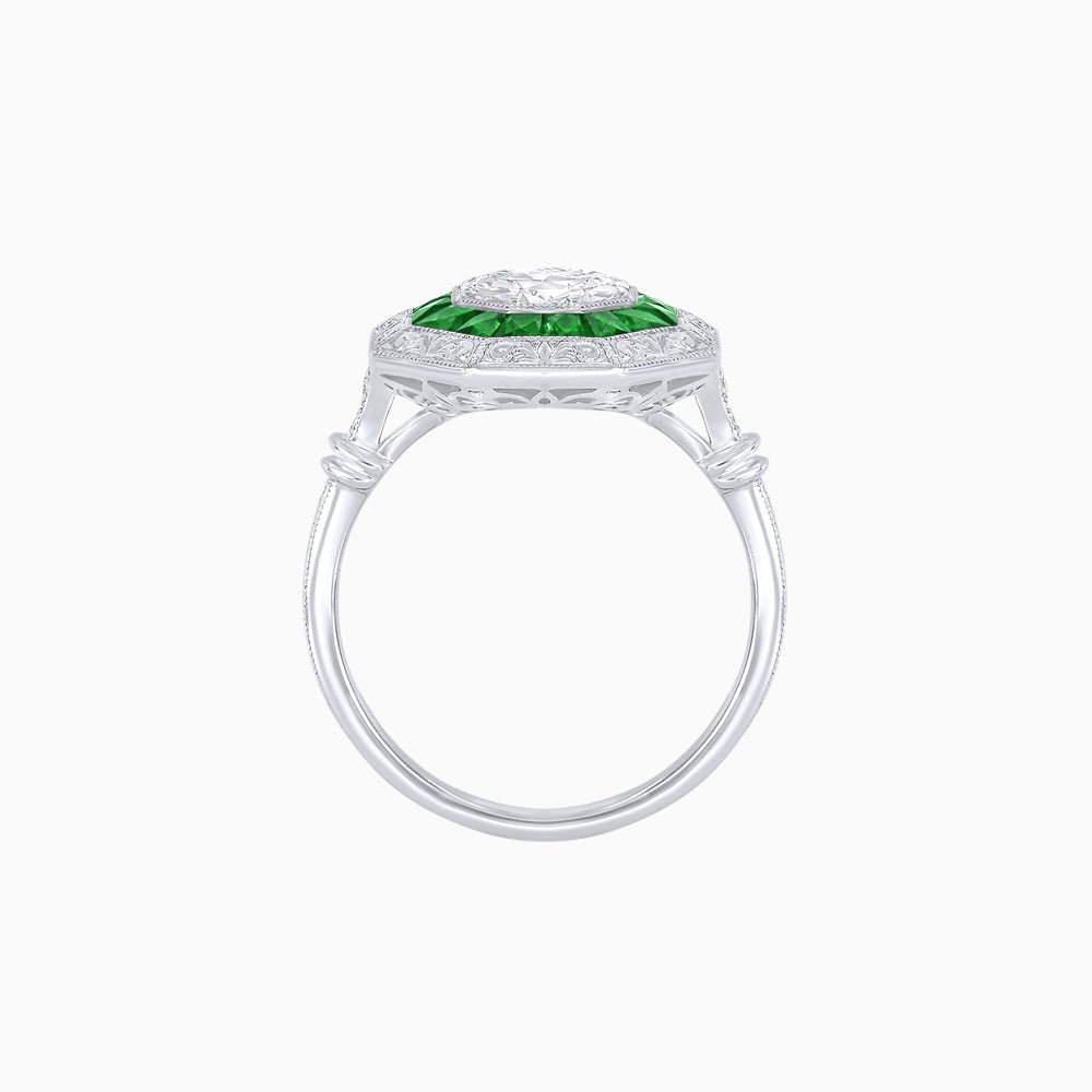 Art Deco Inspired Octagonal French-Cut Gemstone Ring - Shahin Jewelry