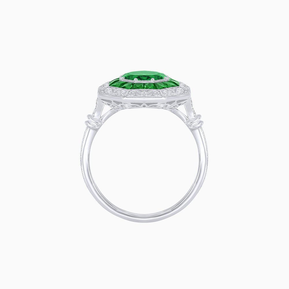 Art Deco Inspired Octagonal French-Cut Gemstone Ring - Shahin Jewelry