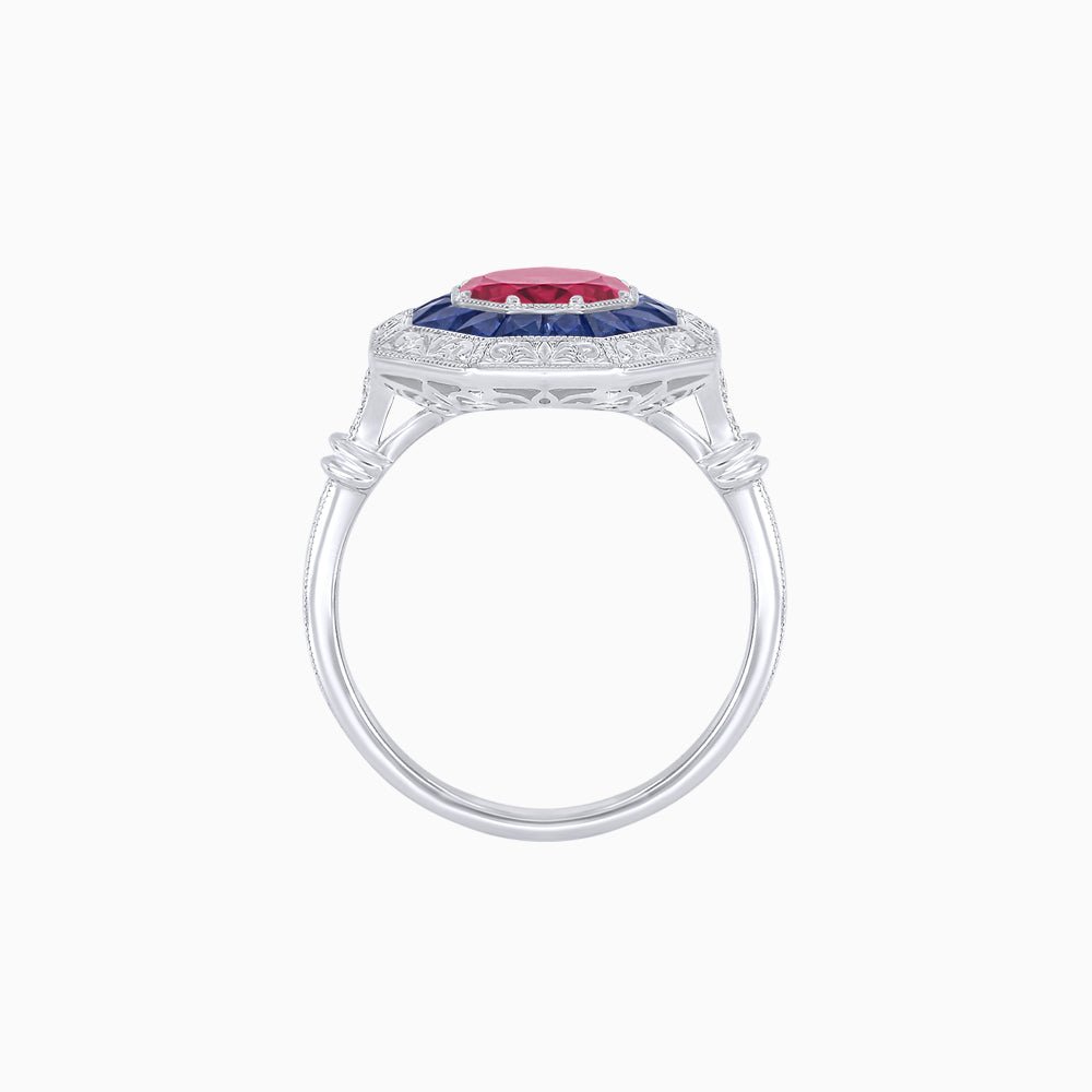 Art Deco Inspired Octagonal French-Cut Gemstone Ring - Shahin Jewelry