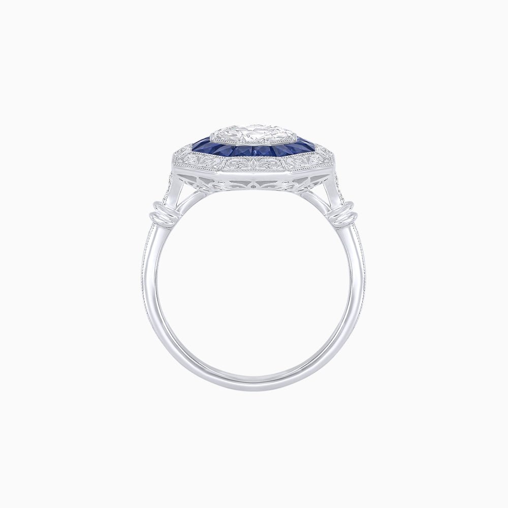 Art Deco Inspired Octagonal French-Cut Gemstone Ring - Shahin Jewelry