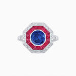 Load image into Gallery viewer, Art Deco Inspired Octagonal French-Cut Gemstone Ring - Shahin Jewelry