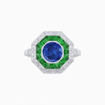 Load image into Gallery viewer, Art Deco Inspired Octagonal French-Cut Gemstone Ring - Shahin Jewelry