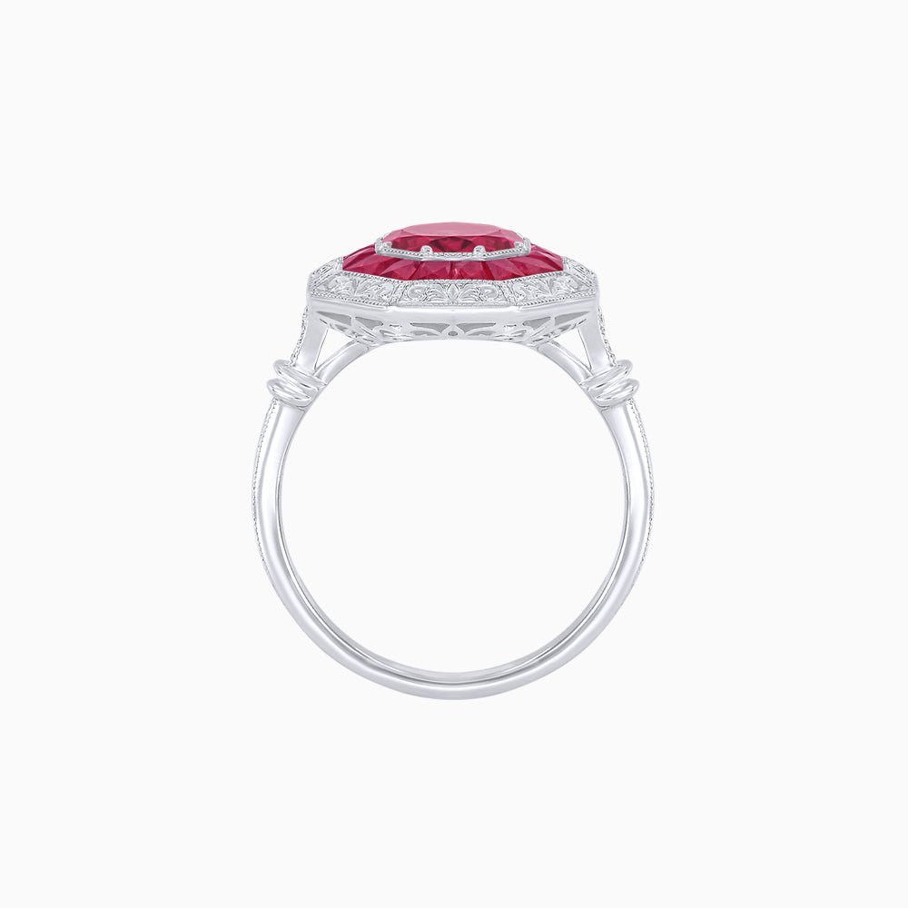 Art Deco Inspired Octagonal French-Cut Gemstone Ring - Shahin Jewelry