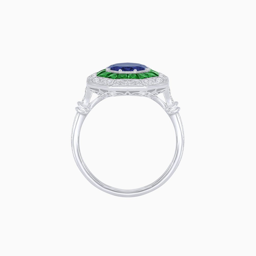 Art Deco Inspired Octagonal French-Cut Gemstone Ring - Shahin Jewelry