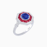Load image into Gallery viewer, Art Deco Inspired Octagonal French-Cut Gemstone Ring - Shahin Jewelry