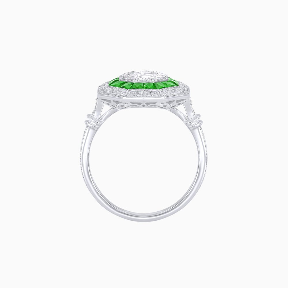 Art Deco Inspired Octagonal French-Cut Gemstone Ring - Shahin Jewelry