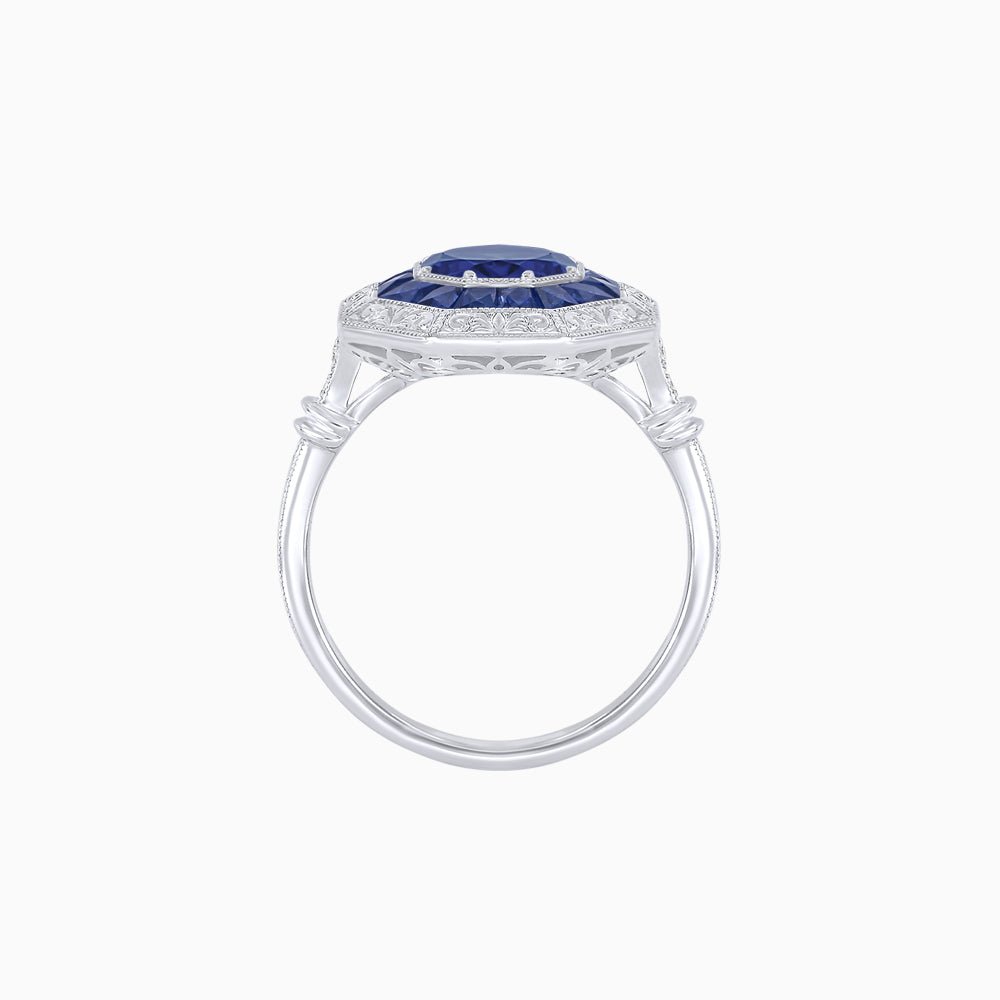 Art Deco Inspired Octagonal French-Cut Gemstone Ring - Shahin Jewelry