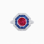 Load image into Gallery viewer, Art Deco Inspired Octagonal French-Cut Gemstone Ring - Shahin Jewelry
