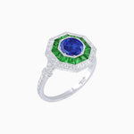 Load image into Gallery viewer, Art Deco Inspired Octagonal French-Cut Gemstone Ring - Shahin Jewelry