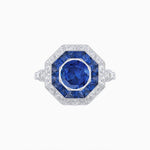 Load image into Gallery viewer, Art Deco Inspired Octagonal French-Cut Gemstone Ring - Shahin Jewelry