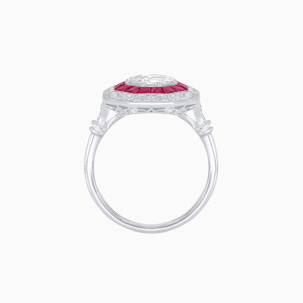 Art Deco Inspired Octagonal French-Cut Gemstone Ring - Shahin Jewelry
