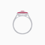 Load image into Gallery viewer, Art Deco Inspired Octagonal Halo Ring with Oval Center Stone and French-Cut Gemstone Border - Shahin Jewelry