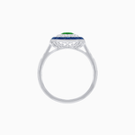Load image into Gallery viewer, Art Deco Inspired Octagonal Halo Ring with Oval Center Stone and French-Cut Gemstone Border - Shahin Jewelry