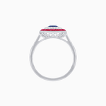 Load image into Gallery viewer, Art Deco Inspired Octagonal Halo Ring with Oval Center Stone and French-Cut Gemstone Border - Shahin Jewelry