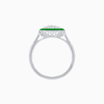 Load image into Gallery viewer, Art Deco Inspired Octagonal Halo Ring with Oval Center Stone and French-Cut Gemstone Border - Shahin Jewelry