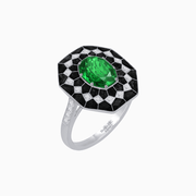 Art Deco Inspired Octagonal - shaped Geometric Ring with Diamond - Shahin Jewelry