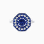 Load image into Gallery viewer, Art Deco Inspired Octagonal shaped Geometric Ring with Gemstone - Shahin Jewelry
