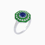 Load image into Gallery viewer, Art Deco Inspired Octagonal shaped Geometric Ring with Gemstone - Shahin Jewelry
