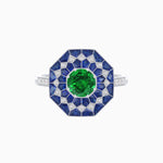 Load image into Gallery viewer, Art Deco Inspired Octagonal shaped Geometric Ring with Gemstone - Shahin Jewelry
