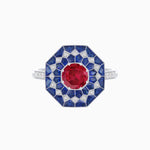 Load image into Gallery viewer, Art Deco Inspired Octagonal shaped Geometric Ring with Gemstone - Shahin Jewelry
