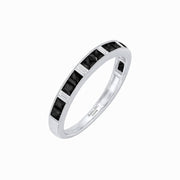 Art Deco Inspired Onyx And Diamond Half Eternity Band - Shahin Jewelry