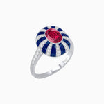 Load image into Gallery viewer, Art Deco Inspired Oval Calibré-Cut Sunburst Dome Ring - Shahin Jewelry
