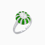 Load image into Gallery viewer, Art Deco Inspired Oval Calibré-Cut Sunburst Dome Ring - Shahin Jewelry