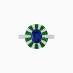 Load image into Gallery viewer, Art Deco Inspired Oval Calibré-Cut Sunburst Dome Ring - Shahin Jewelry