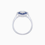 Load image into Gallery viewer, Art Deco Inspired Oval Cut Center Ring with Calibré-Cut Gemstone Navette Halo - Shahin Jewelry