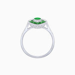 Load image into Gallery viewer, Art Deco Inspired Oval Cut Center Ring with Calibré-Cut Gemstone Navette Halo - Shahin Jewelry