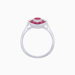 Load image into Gallery viewer, Art Deco Inspired Oval Cut Center Ring with Calibré-Cut Gemstone Navette Halo - Shahin Jewelry