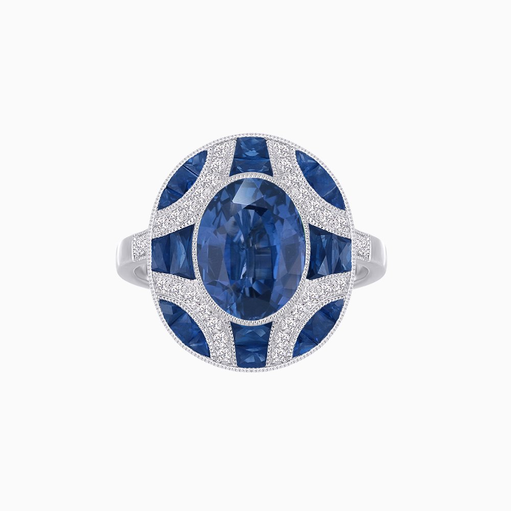 Art Deco Inspired Oval Cut Gemstone Ring - Shahin Jewelry