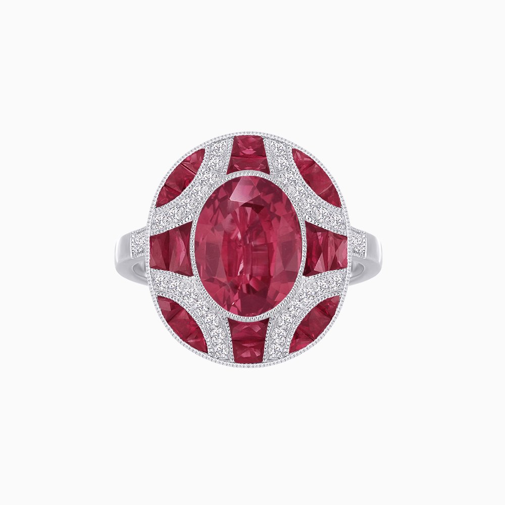 Art Deco Inspired Oval Cut Gemstone Ring - Shahin Jewelry