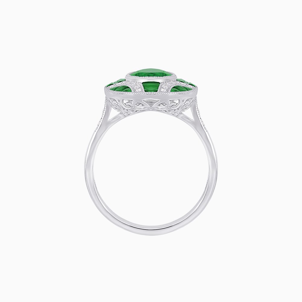 Art Deco Inspired Oval Cut Gemstone Ring - Shahin Jewelry