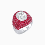 Load image into Gallery viewer, Art Deco Inspired Oval Cut Invisible-Set Mosaic Dome Ring - Shahin Jewelry