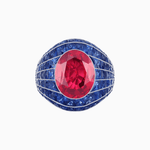 Load image into Gallery viewer, Art Deco Inspired Oval Cut Invisible-Set Mosaic Dome Ring - Shahin Jewelry