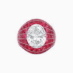 Load image into Gallery viewer, Art Deco Inspired Oval Cut Invisible-Set Mosaic Dome Ring - Shahin Jewelry