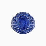 Load image into Gallery viewer, Art Deco Inspired Oval Cut Invisible-Set Mosaic Dome Ring - Shahin Jewelry
