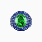 Load image into Gallery viewer, Art Deco Inspired Oval Cut Invisible-Set Mosaic Dome Ring - Shahin Jewelry