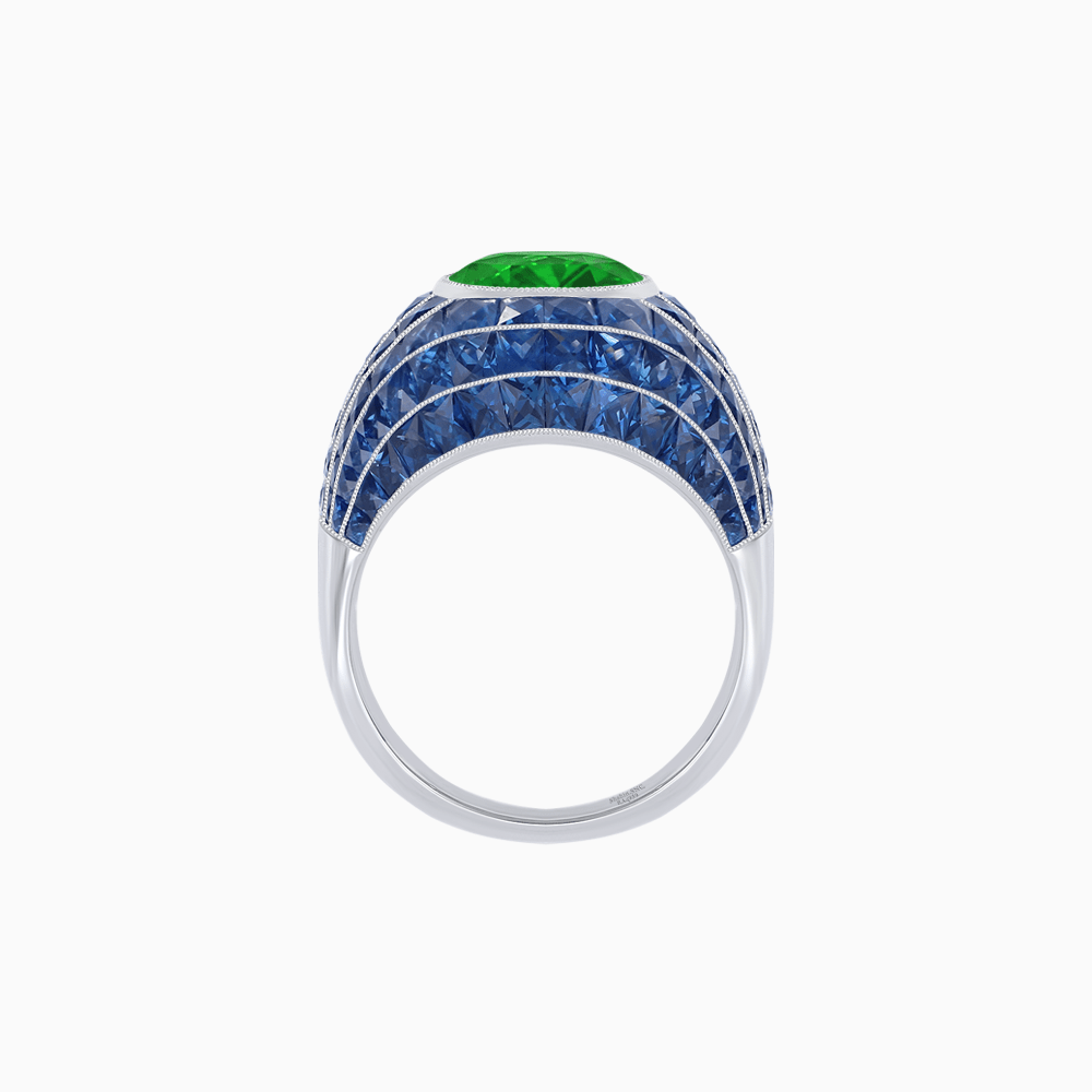 Art Deco Inspired Oval Cut Invisible-Set Mosaic Dome Ring - Shahin Jewelry
