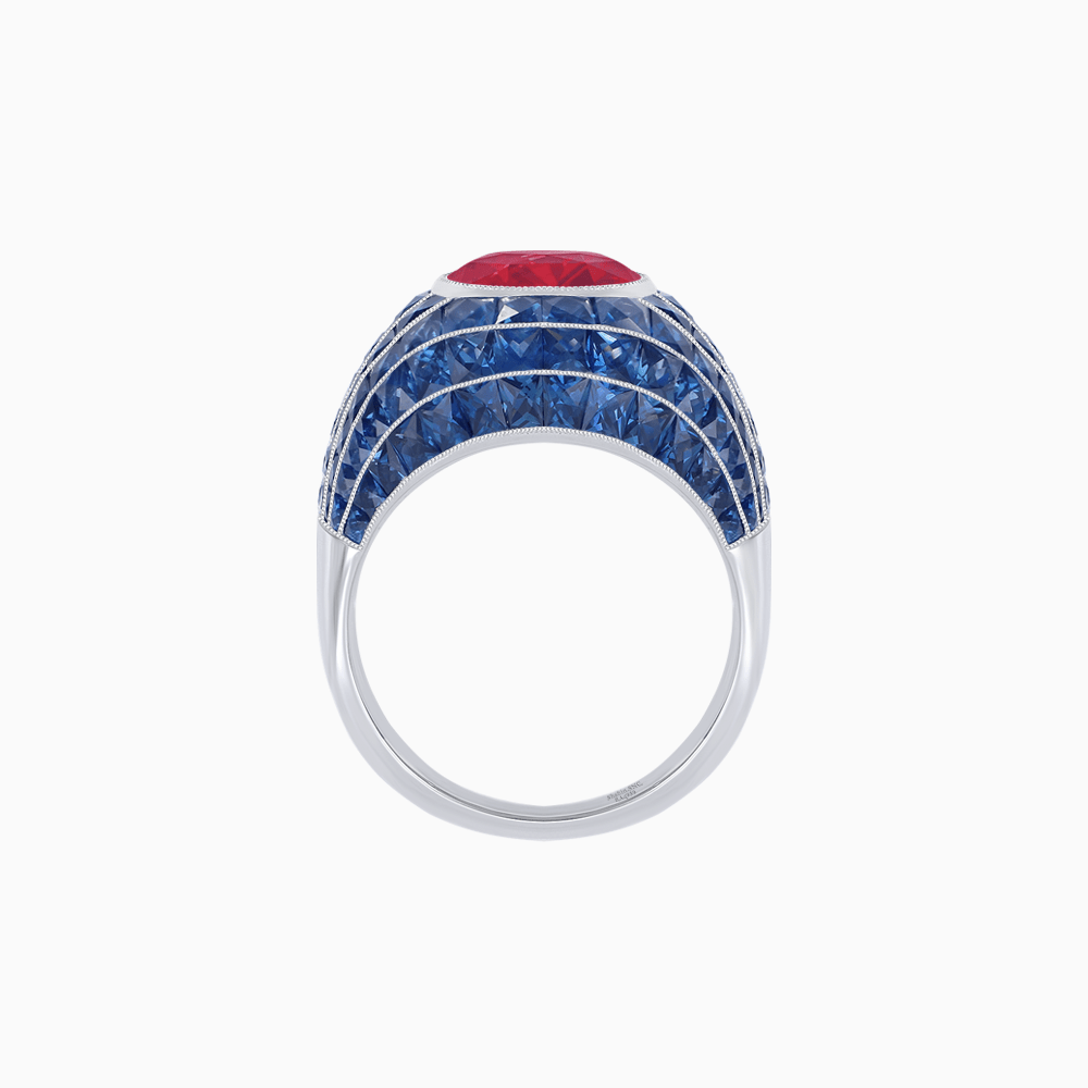Art Deco Inspired Oval Cut Invisible-Set Mosaic Dome Ring - Shahin Jewelry