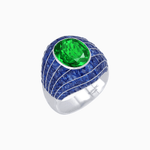 Load image into Gallery viewer, Art Deco Inspired Oval Cut Invisible-Set Mosaic Dome Ring - Shahin Jewelry