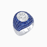 Load image into Gallery viewer, Art Deco Inspired Oval Cut Invisible-Set Mosaic Dome Ring - Shahin Jewelry