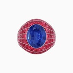 Load image into Gallery viewer, Art Deco Inspired Oval Cut Invisible-Set Mosaic Dome Ring - Shahin Jewelry