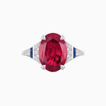 Load image into Gallery viewer, Art Deco Inspired Oval Cut Ring with Gemstone Side Accents - Shahin Jewelry