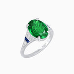 Load image into Gallery viewer, Art Deco Inspired Oval Cut Ring with Gemstone Side Accents - Shahin Jewelry