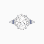 Load image into Gallery viewer, Art Deco Inspired Oval Cut Ring with Gemstone Side Accents - Shahin Jewelry