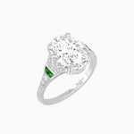 Load image into Gallery viewer, Art Deco Inspired Oval Cut Ring with Gemstone Side Accents - Shahin Jewelry